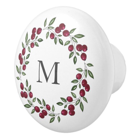 Red Berries krans Keramische Knop (Rechts)