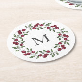 Red Berries krans Ronde Kartonnen Onderzetter (Gebogen)