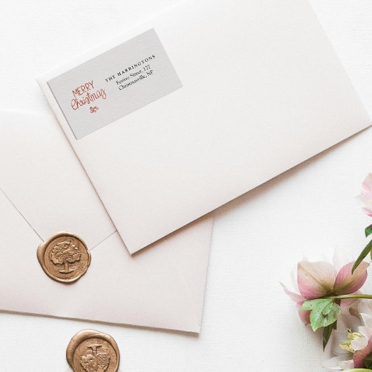 Red Berries Merry Christmas Custom Return Address Etiket