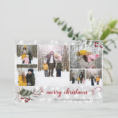 Red Berries Merry kerstfeestdag foto's Feestdagenkaart (Staand voorkant)