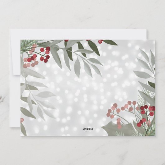 Red Berries Merry kerstfeestdag foto's Feestdagenkaart (Achterkant)