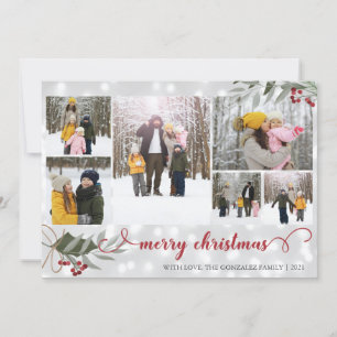 Red Berries Merry kerstfeestdag foto's Feestdagenkaart