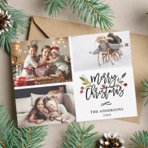 Red Berries Merry Kerstmis 3 Foto Collage