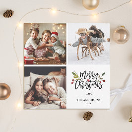 Red Berries Merry kerstviare Foto Feestdagenkaart