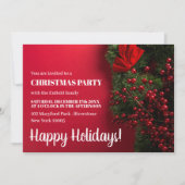 Red Berries & Mistletoe, kerstfeest uitnodiging (Voorkant)