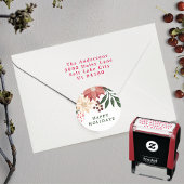 Red Berries Modern Fun Christmas Retouradres Zelfinktende Stempel