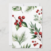 Red Berries Pine Wreath Bridesmaids Luncheon Kaart (Achterkant)