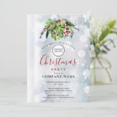 Red Berries Sneeuwbedrijf LogoChristmas Party Kaart (Staand voorkant)