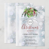 Red Berries Sneeuwbedrijf LogoChristmas Party Kaart (Voorkant / Achterkant)