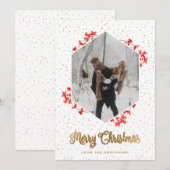 Red Berries Sneeuwkalligrafie Foto van Merry Kerst Feestdagenkaart (Voorkant / Achterkant)