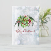 Red Berries Sneeuwvlokken Zakelijk Logo Kerstmis Feestdagenkaart (Staand voorkant)