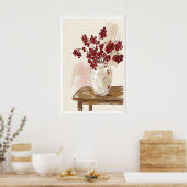Red Berries Still Life Print Painterly Branches in (Keuken)
