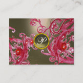 RED BERRIES SWIRLS GEMSTONE Grey Visitekaartje (Achterkant)