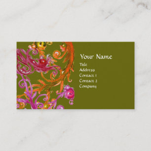 RED BERRIES SWIRLS metallic gold Visitekaartje