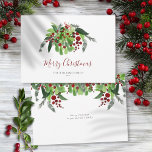 Red Berries Waterverf Greenery Kerstmis Feestdagenkaart<br><div class="desc">Een elegante kerstfeestkaart die u kunt aanpassen aan uw speciale vakantiebericht. Ontworpen door: Thisnotme©</div>