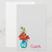 Red Berries waterverf kunst Briefpapier (Voorkant / Achterkant)