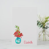 Red Berries waterverf kunst Briefpapier (Staand voorkant)
