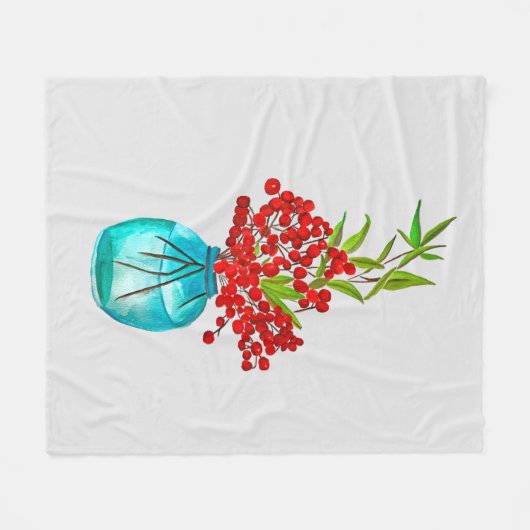 Red Berries waterverf kunst Fleece Deken (Voorkant (Horizontaal))