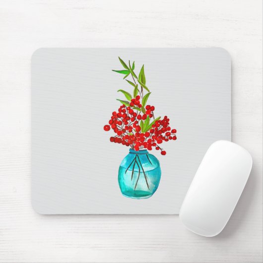 Red Berries waterverf kunst Muismat (Met muis)