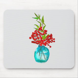 Red Berries waterverf kunst Muismat