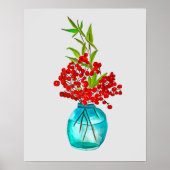 Red Berries waterverf kunst Poster (Voorkant)