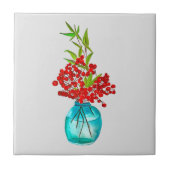 Red Berries waterverf kunst Tegeltje (Voorkant)