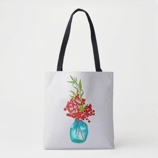 Red Berries waterverf kunst Tote Bag (Voorkant)