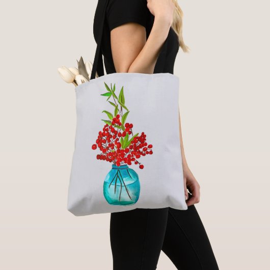 Red Berries waterverf kunst Tote Bag (Dichtbij)