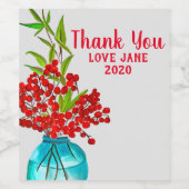 Red Berries waterverf kunst Wijn Etiket (Enkel label)