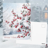Red Berries & Winter Snow Scene Briefkaart