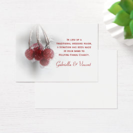Red Berries Winter Wedding Charity Favor Kaart