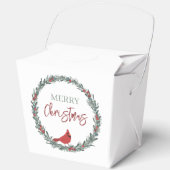 Red Berries Wreath and Red Cardinal Christmas Bedankdoosjes (Voorkant)