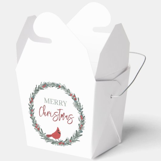 Red Berries Wreath and Red Cardinal Christmas Bedankdoosjes (Open)