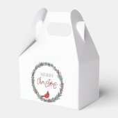 Red Berries Wreath and Red Cardinal Christmas Bedankdoosjes (Achterkant)