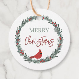 Red Berries Wreath and Red Cardinal Christmas  Bedankjes Labels