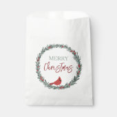 Red Berries Wreath and Red Cardinal Christmas Bedankzakje (Voorkant)