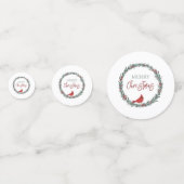Red Berries Wreath and Red Cardinal Christmas  Confetti (Voorkanten)