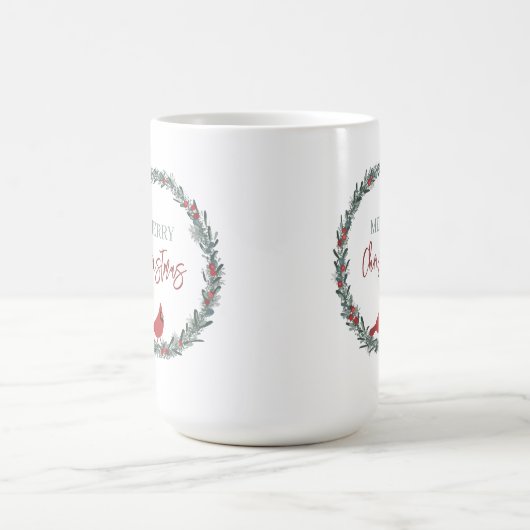 Red Berries Wreath and Red Cardinal Christmas Koffiemok (Center)