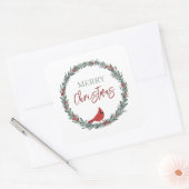 Red Berries Wreath and Red Cardinal Christmas  Vierkante Sticker (Envelop)
