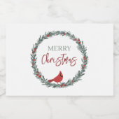 Red Berries Wreath and Red Cardinal Christmas Voedselcontainer Etiket (Enkel label)