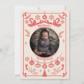 Red Berry Baby Boy Eerste Kerstdag Feestdagenkaart (Voorkant)