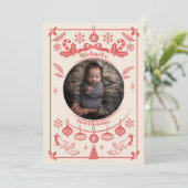 Red Berry Baby Boy Eerste Kerstdag Feestdagenkaart (Staand voorkant)