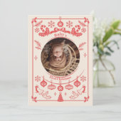 Red Berry Baby eerste kerstdag Feestdagenkaart (Staand voorkant)