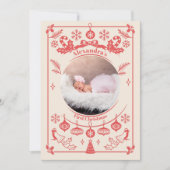 Red Berry Baby eerste kerstdag Feestdagenkaart (Voorkant)