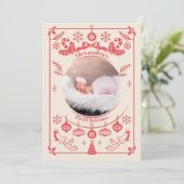 Red Berry Baby eerste kerstdag Feestdagenkaart (Staand voorkant)