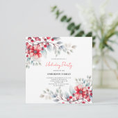 Red Berry Bloemen Waterverf Kerstmis Kaart (Staand voorkant)