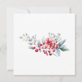 Red Berry Bloemen Waterverf Kerstmis Kaart (Achterkant)
