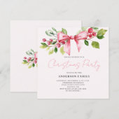 Red Berry Bow Kerst Vakantie Party uitnodiging (Voorkant / Achterkant)