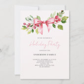 Red Berry Bow Kerst Vakantie Party uitnodiging (Voorkant)