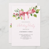 Red Berry Bow Kerst Vakantie Party uitnodiging (Voorkant / Achterkant)